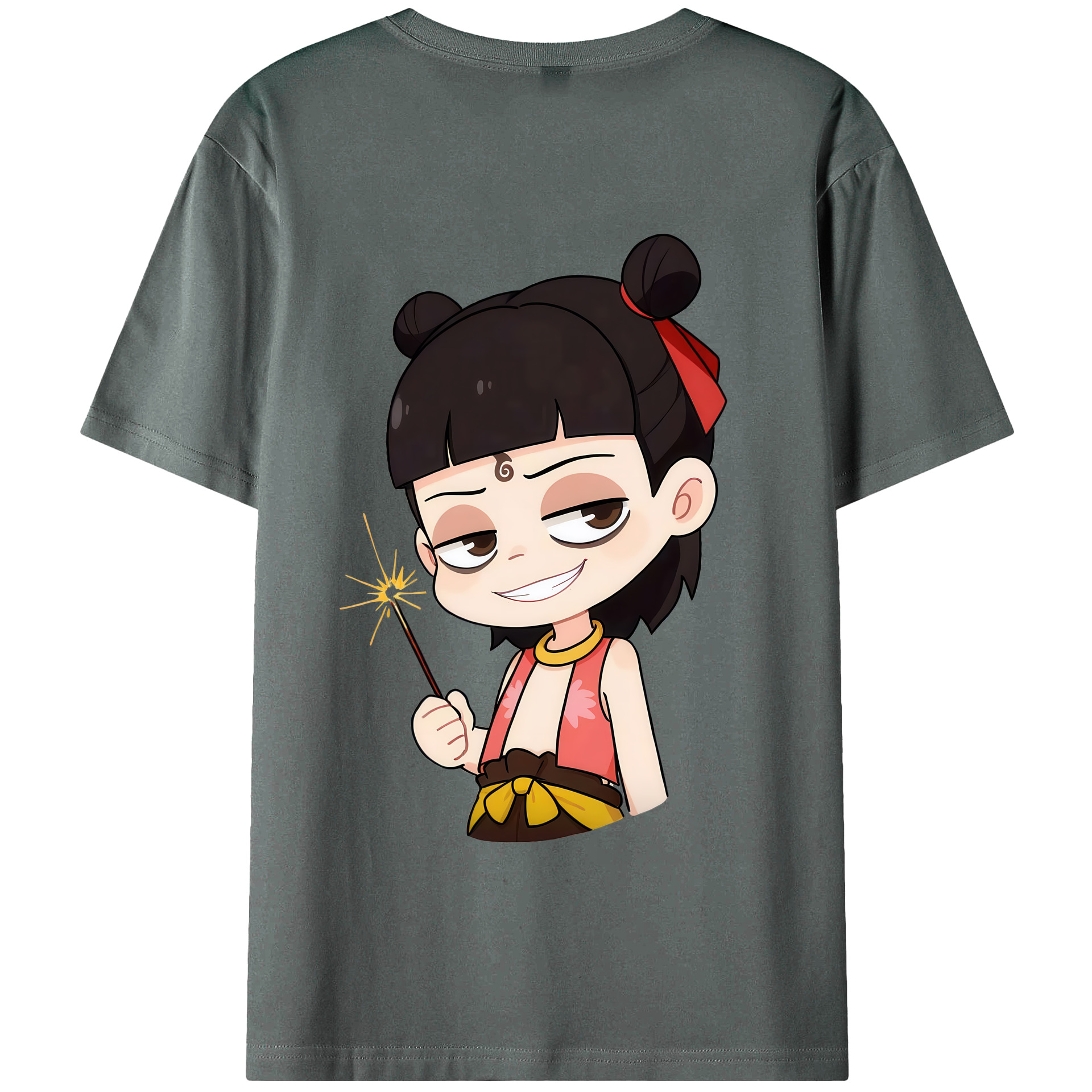 （画像用） Ne Zha 2 ナタ 魔童の大暴れ 綿100％半袖Tシャツ（背面プリント）